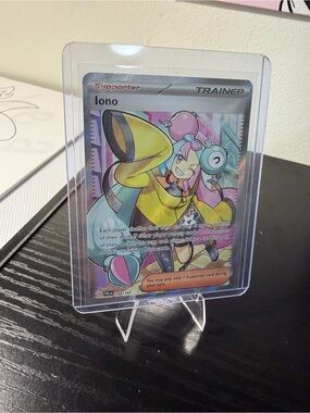 Pokemon Iono Full Art Trainer Card - Yellow, Pink, Blue